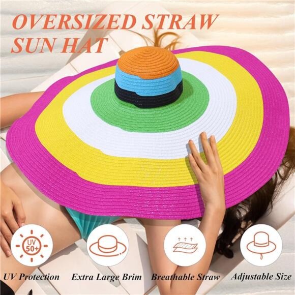 Women\'s Oversized Sun Straw Ha UPF 50+ Floppy Wide Brim Summer Hat main image 7